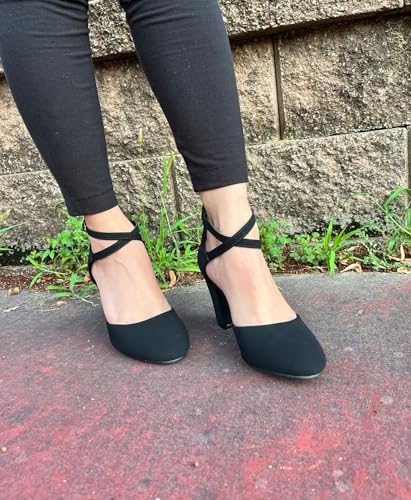 TOP Moda Women's Chunky Block Heels Closed Toe Ankle Strap Pumps Dress Shoes2