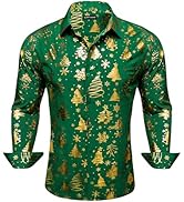 Barry.Wang Mens Christmas Shirts Xmas Shiny Holiday Long Sleeve Button Down Dress Shirts Funny Sn...