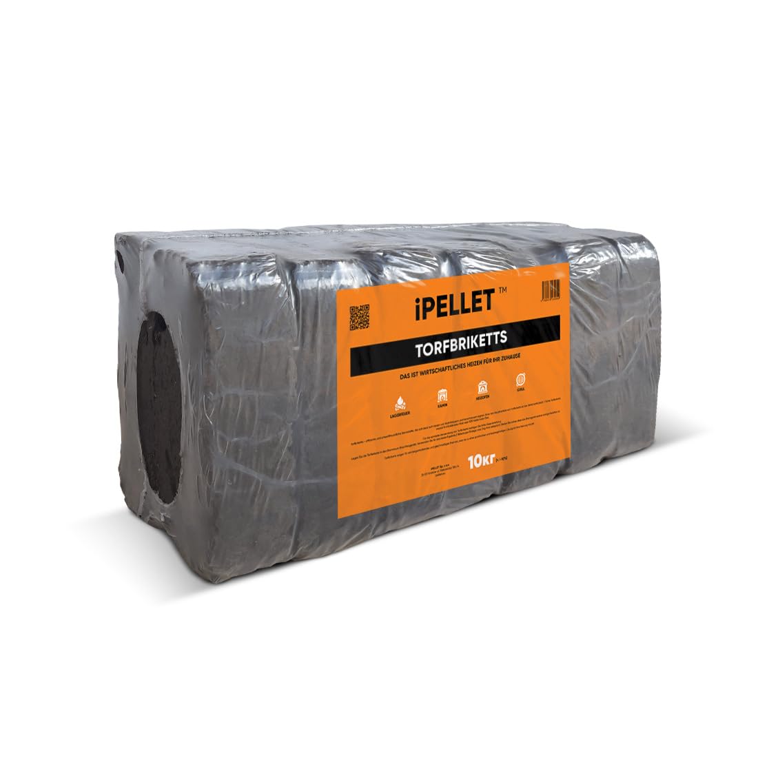 Torfbriketts Öko für Kamin ofen Kessel | Bio-Heizung 96 Packungen auf Palette | 960-1020 kg mit Lieferung