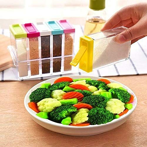 XYNSNDB GaRcan Transparentes Gewürzglas, Farbiger Deckel, Gewürzbox mit 6 Fächern, Küchenwerkzeug, Salz, Gewürze, Gewürzflasche, Aufbewahrungsbox