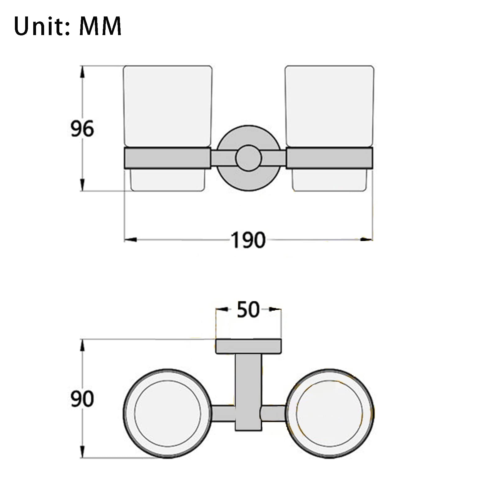 Schwarzer Zahnbürstenhalter, Badezimmer-Zahnbürste Im Modernen Stil Aus Messing Mit Becherhalter Aus Milchglas, Zahnbürstenhalter Zur Wandmontage