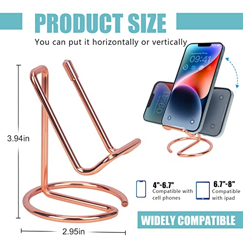 Emomas Cell Phone Stand For Desk, Cute Metal Cell Phone Stand Holder Desk Accessories， Compatible With Iphone/Android Phones/Ipad Mini/Kindle, Charging Accessories（Rose Gold） #TOP1