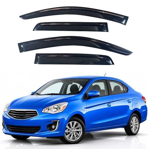 Image of IG Window Visors Fit for 2017-2024 Mitsubishi Mirage G4 Sedan, Out-Channel Rain Guards Vent Wind Deflectors 4PC, Car Accessories for 17-24 Mirage G4 Sedan (Excludes Hatchback)