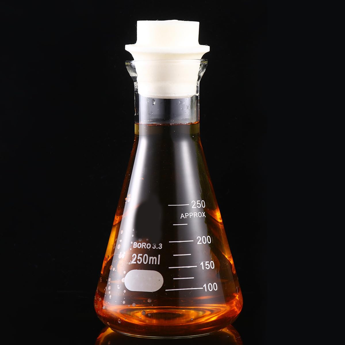 ULTECHNOVO 1 Pc Dosis De Tapa De Hidrofrasco De Boca Ancha Matraces Erlenmeyer Cristalería Matraz Erlenmeyer 250ml Matraz De Vidrio Para Estudiantes Traje Tubo De Ensayo Espesar