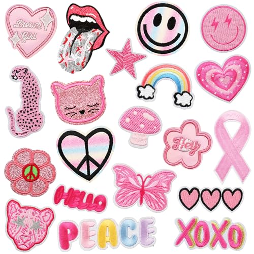 Woohome Broderie Patch Thermocollant, 20 PCS Rose Mélangé Autocollant de Patch Appliques Ecussons à Coudre Transferts Ecusson Thermocollant ou Ecusson à...
