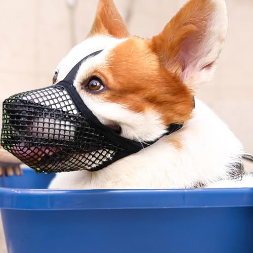 Muzle Hundeschleife – weiche Maschen | Mundschutz für Hunde | für Haustiere mit einstellbarer Atmung für Hunde großer Rassen, Lecken und Kauen