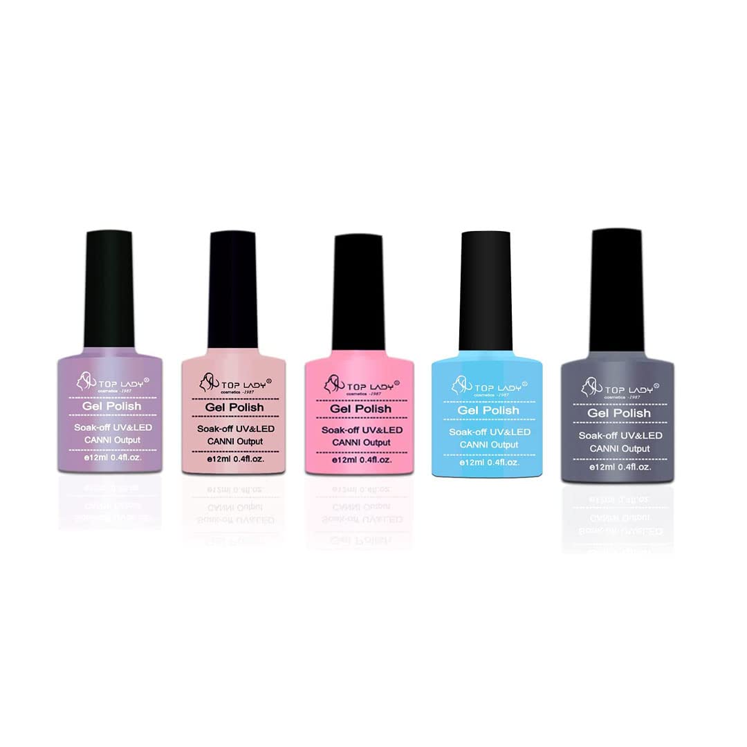 TOP LADY Gel Nail Polish Color，pink collor,sky blue color,5x12ml set