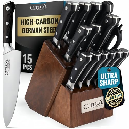 15-Piece Cutluxe Knife Set - High Carbon German Steel Blades
