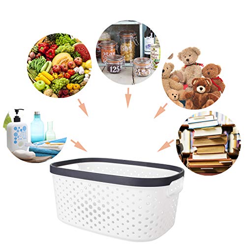 JiatuA Plastic Storage Baskets with Handles Cube Basket Shower Caddy Tote Portable Storage Bins Organizer for Bathroom Dorm Household Storage Bedroom and Kitchen, White - Thumbnail 7