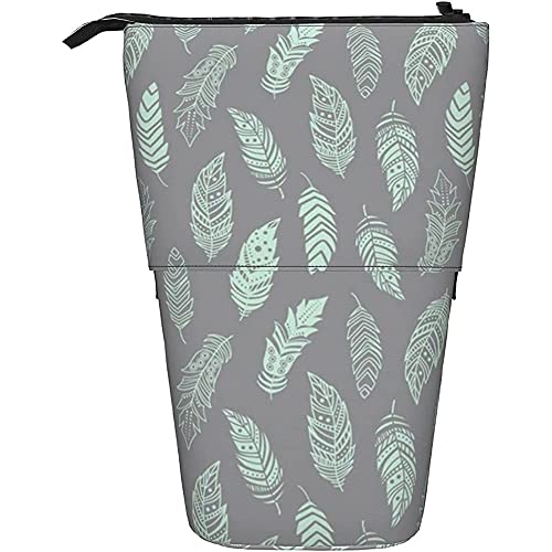 Astuccio portamatite verticale con piume di su telescopico personalizzato per studenti adolescenti scuola Multicolore Taglia unica leggero menta grigio