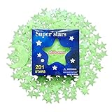 Glow in The Dark Stars Stickers, ACSAUMMY 201pcs Super Bright Plastic Large Stars Stickers Glow in T
