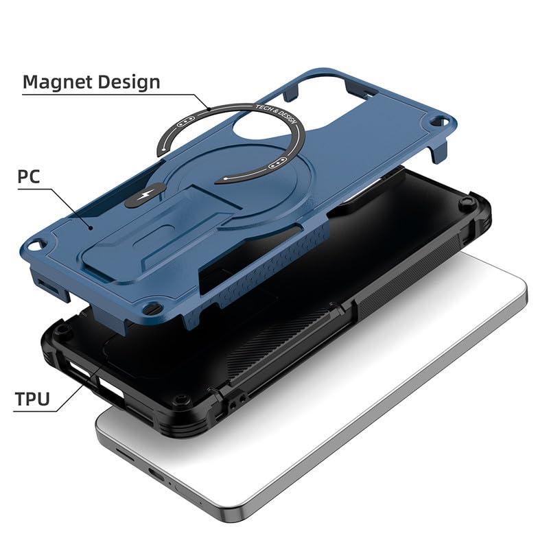 Image of US LITE Back Cover for Samsung Galaxy S26 with Portable Kickstand | MagSafe Compatible Magnetic Case | Shockproof Military Grade Protection | Extreme Protection Phone Cover - Blue