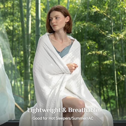 Image of BEDELITE Cooling Waffle Twin XL Blanket - Lightweight Breathable Cotton Summer Blanket of Rayon Derived from Bamboo for Hot Sleepers, Soft Throws for Bed, Couch and Sofa, White, 66x90 Inches