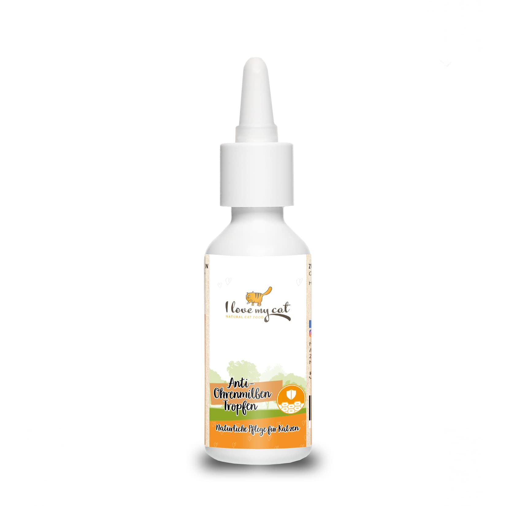 I Love My Cat Anti-Ohrenmilben-Tropfen – 50 ml. Hochwertiges Pflegeprodukt für die Ohren von Katzen mit Kokosnussöl. Ohrentropfen für Katzen. Pflege bei Juckreiz im Ohr. Ohrenreiniger.