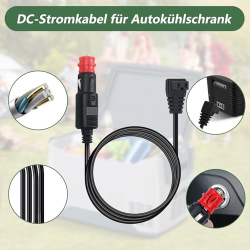 KFZ Kühlbox Ersatzkabel DC12V 10-16 Ampere des Stroms 3 Meter, für Kühlbox Dometic, Alpicool, Waeco CF, ARB, Setpower, ICECO, Zigarettenanzünder stecker Ersatzkabel Kühlbox Kable