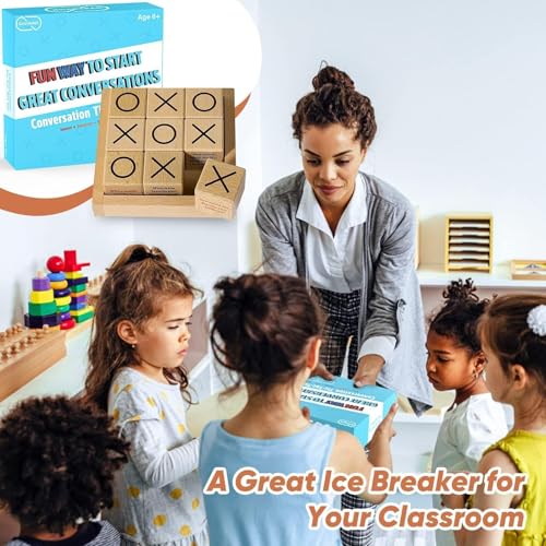 Juego de conversación Tic Tac Toe con cubos de madera miniatura 7