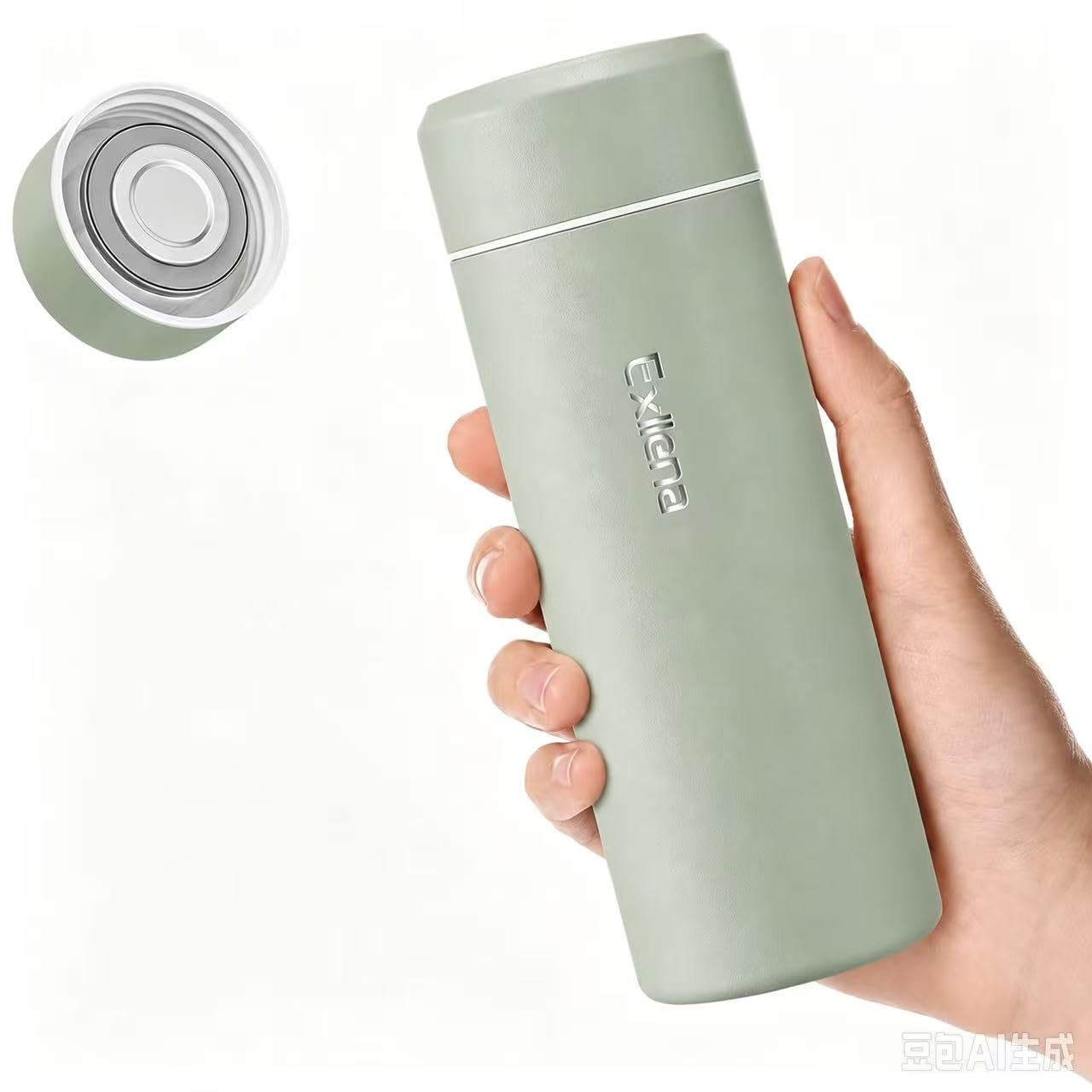 【Upgraded】 Exllena Small Water Bottle for Handbag – 300ml Mini Flask for Hot & Cold Drinks, Perfect Small Insulated Water Bottle for Travel, Milk, Coffee...(Mint-Green)