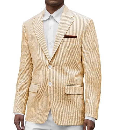 Wangyue Seersucker Suit Jacket Mens Regular Fit Summer Sport Coat for Men Wedding Prom Groom Seersucker Blazer Jacket