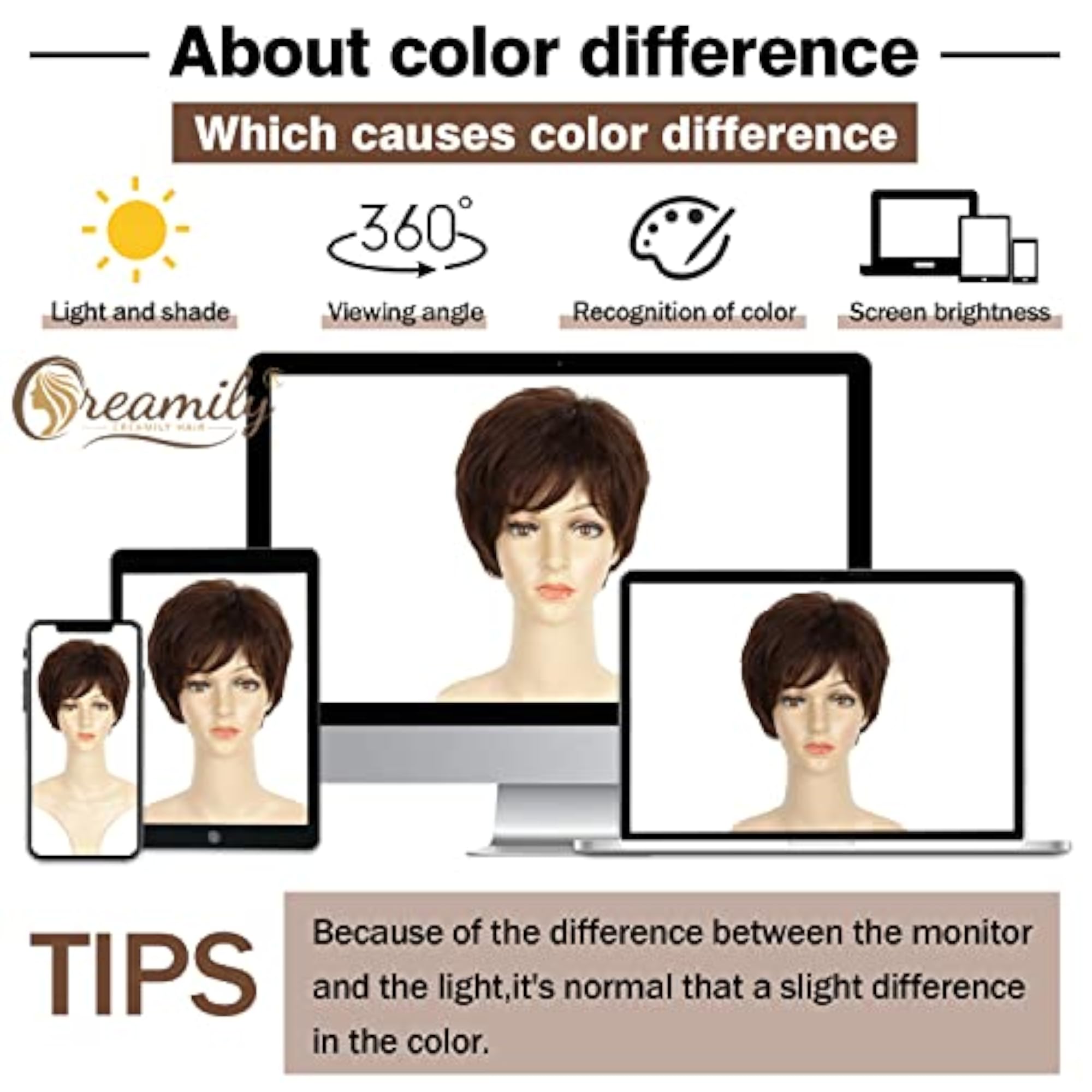 Short Brown Pixie Cut Wigs with Bangs for Women