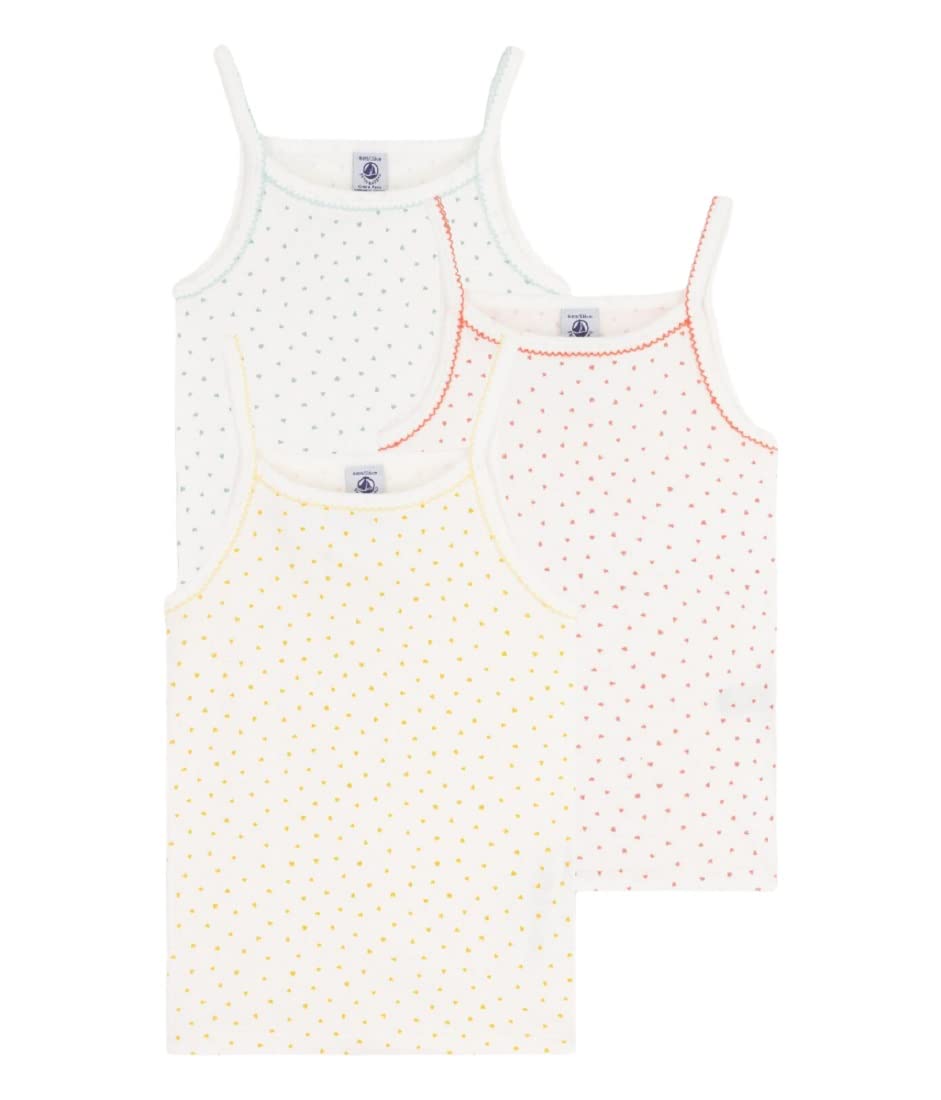Petit BateauGirls' Cotton and Linen Blend Strappy Vest Tops - 3-Pack Style A04CS Sizes 3-12 Years
