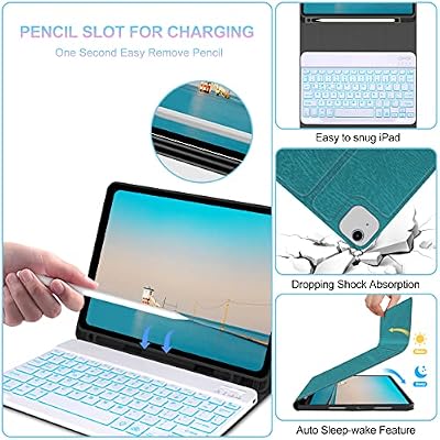 IVEOPPE for iPad Air 11-inch(M3 2025/ M2 2024) Air 5th/4th Gen Case with Keyboard-7 Color Backlit, Detachable Wireless Bluetooth Keyboard, Auto Wake/Sleep, Portable Rechargeable, Green