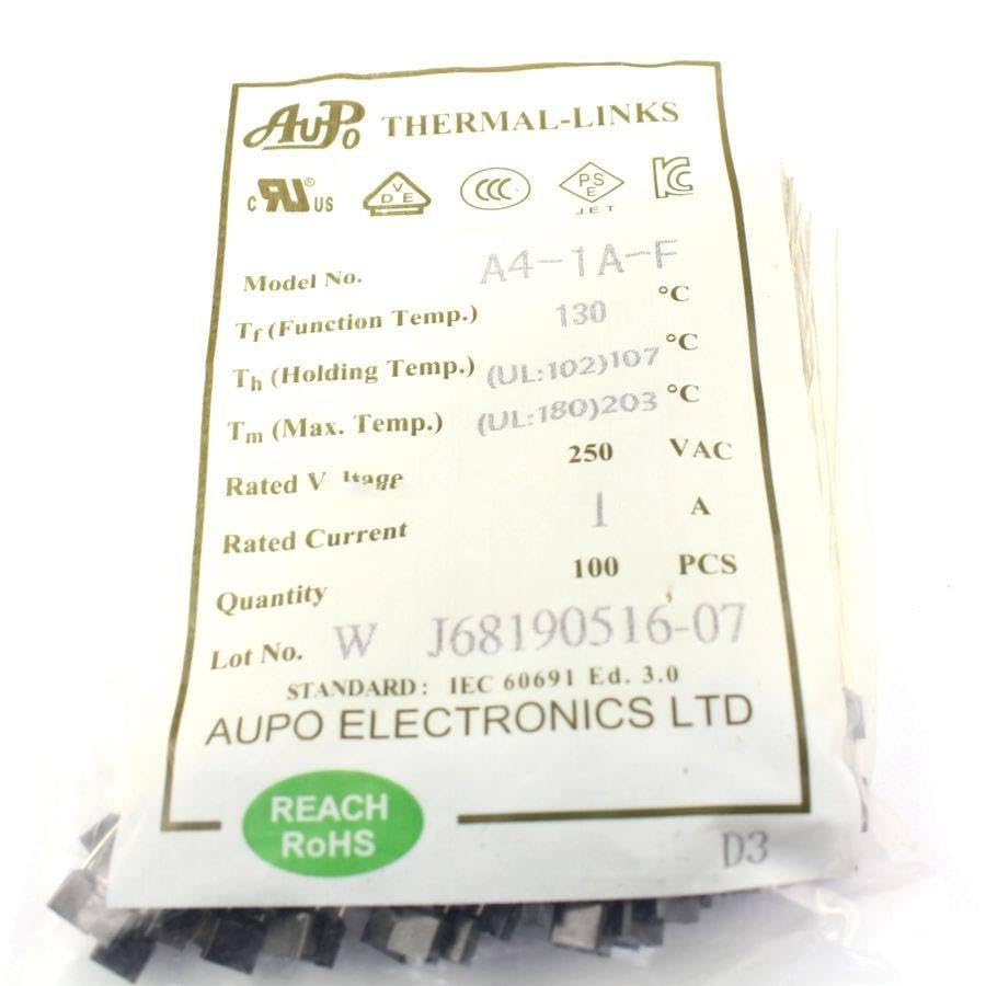 Generic 100 Pcs Thermal Fuse Cutoff TF 130 Degree 250V 1A A4-1A-F