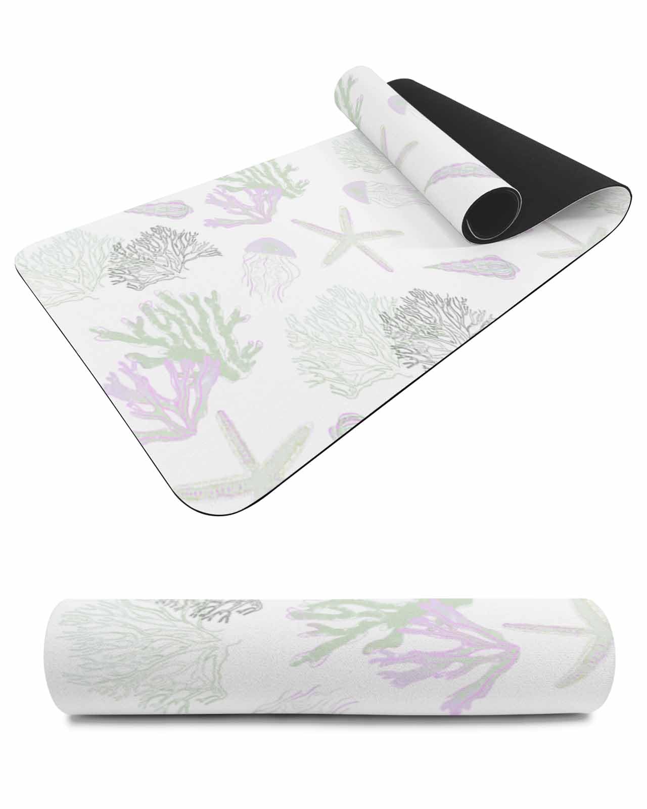 Debedcor Heat Proof Table Pads Waterproof Decorative, Green Purple Coral Non-Slip Table Countertop Protector, Coastal Summer Ocean Insulation Mat for Kitchen Room, 40 x 12 Inches