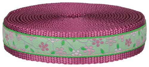 Country Brook Design Fresh Spring Floral Ribbon on Rose Nylon Webbing Closeout (1 Inch, 5 Yards)