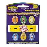 eliminar lacteos y trigo Hecho de silicona suave. AllerMates - Juego de pulseras de alergia múltiple con abalorios, cacahuete, nuez, huevo lácteo, trigo, asma