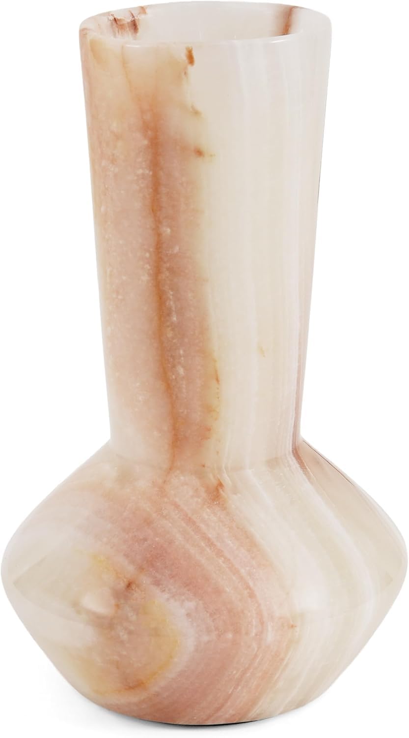 花瓶　大理石　オニキス Amazon.co.jp: EarthenTones ホワイトオニキス大理石の花瓶 8x5インチ