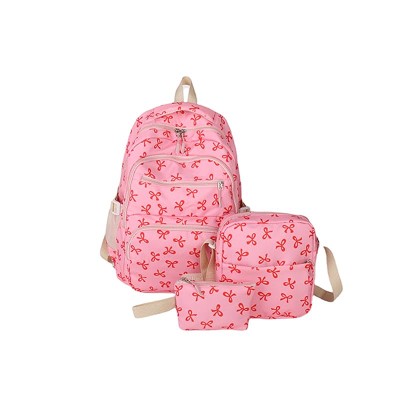 School Bag for Girls Cute Backpack Preppy School Backpack Set Bow Girls Schoolbag Kawaii Rucksack for Teenage Secondary School