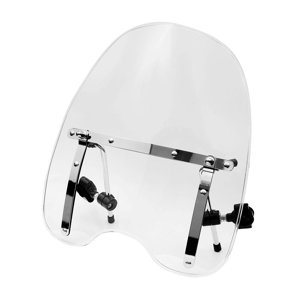 Motorrad Windschutzscheibe Windschutzabweiser fit für Harley Suzuki Honda Shadow Yamaha Kawasaki Cruiser Standards (Weiß, 17 inch)