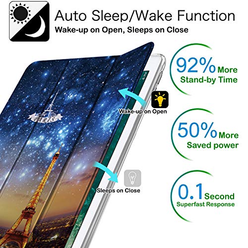 Image of DuraSafe Cases for iPad 9.7 Inch 5th 6th Air 1st Air 2nd Gen [iPad 5 6 Air 1 Air 2 ] A1893 A1954 A1822 A1566 MD785HN /A MD788HN /A MD786HN /A MD789HN /A Printed Sleek Design Flip Case - Paris Night