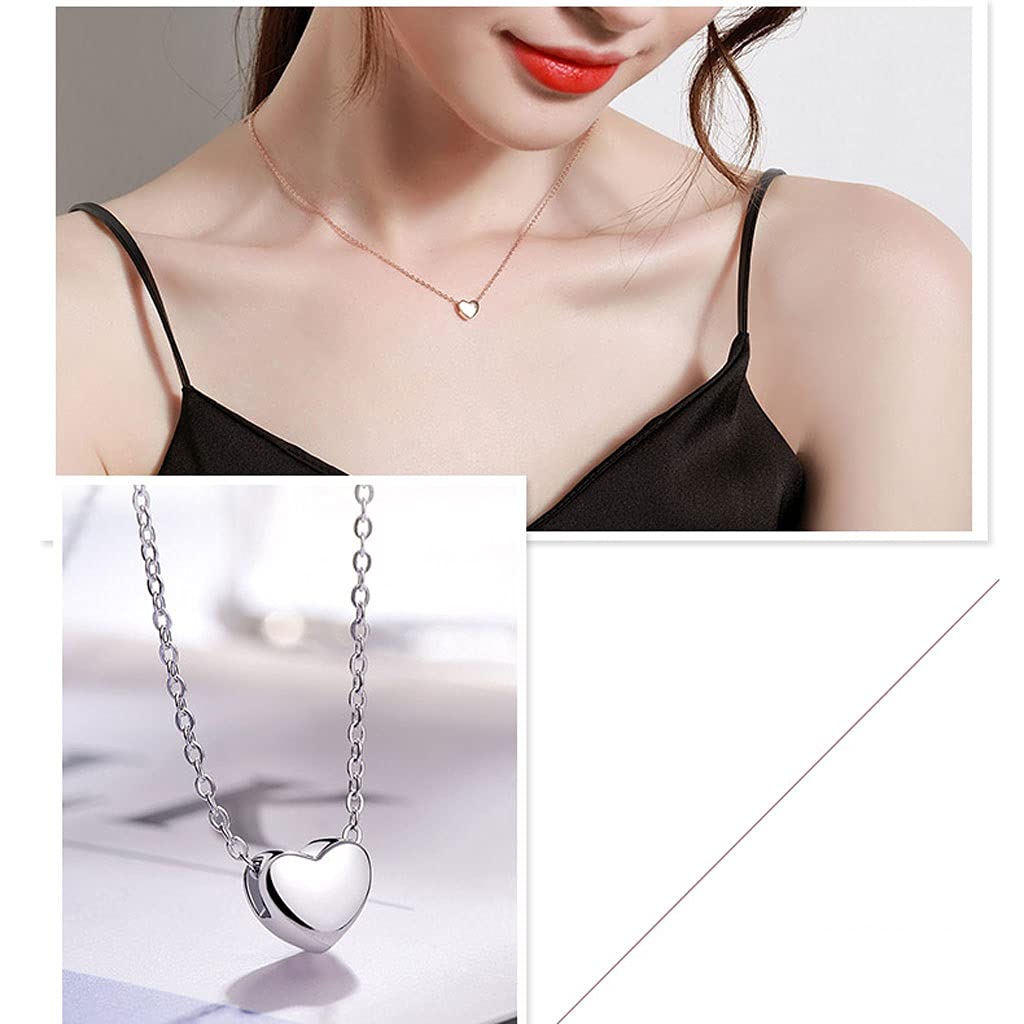 Collane Collane per Le Donne Design a Forma di Cuore, Collana Pendente Semplice ed Elegante e squisita, la Lunghezza Totale è 15.75in Collana da Donna (Color : Silver)