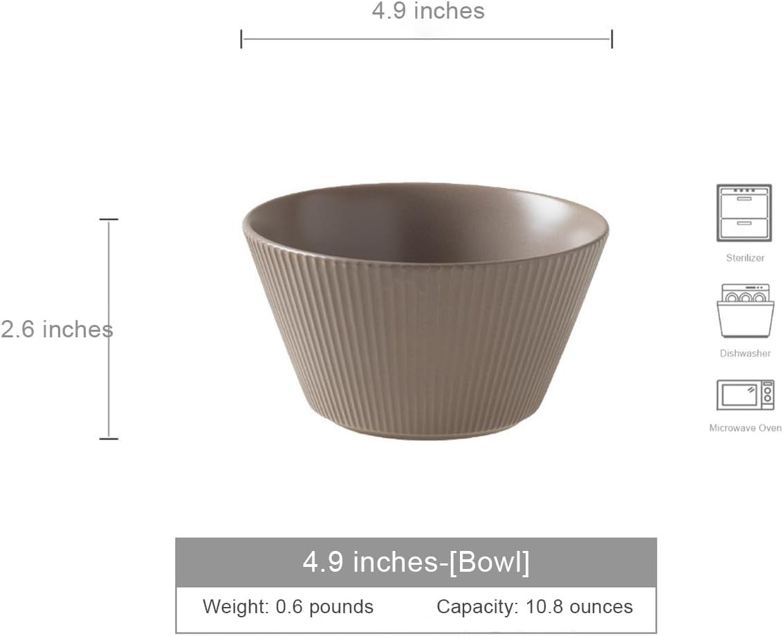 Generic Simple ceramic bowls, rice bowls, rice bowls, dessert bowls, dish bowls, etc., suitable for household use, restaurants, hotels, etc (2, brown)