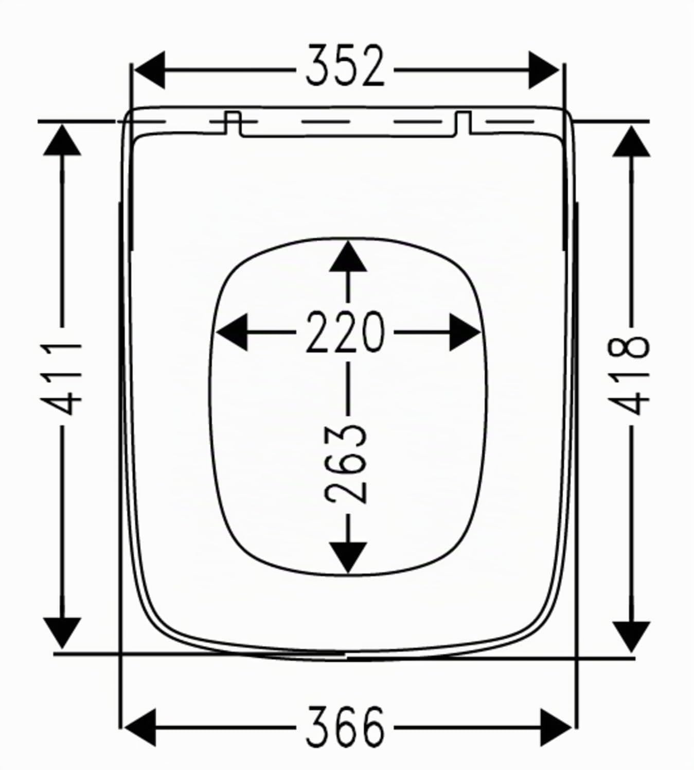VIGOUR derby WC Sitz mit Absenkautomatik, Duroplast Toilettensitz D-Form, WC Deckel Softclose, abnehmbar, 200 mm Lochabstand inkl. Edelstahlscharniere, weiss Art.- Nr. DESIAS