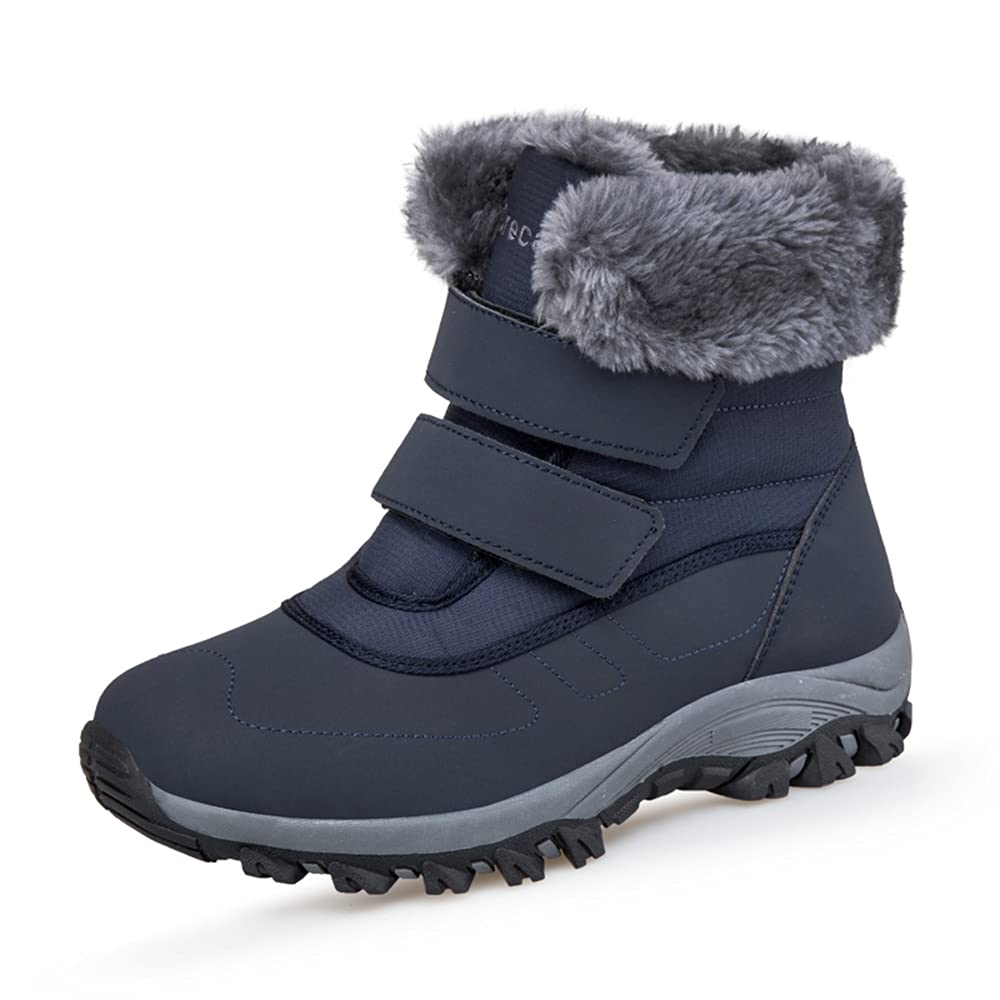 Stivaletti Donna Invernali Scarpe Stivali Neve Pelose Calda Stivali alla Caviglia Boots con Imbottitura Calda Blu 40
