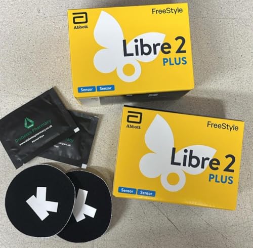 Abbott Freestyle Libre 2 Plus Sensor Pack of 2 for diabetes monitoring CGM for UK + Free (Ultrahuman Skins) alcohol wipe and water proof CGM Patches to be used with LibreLink app UK, reader ONLY Abbott Freestyle Libre 2 Plus Sensor Pack of 2 for diabetes monitoring CGM for UK + Free (Ultrahuman Skins) alcohol wipe and water proof CGM Patches to be used with LibreLink app UK, reader ONLY