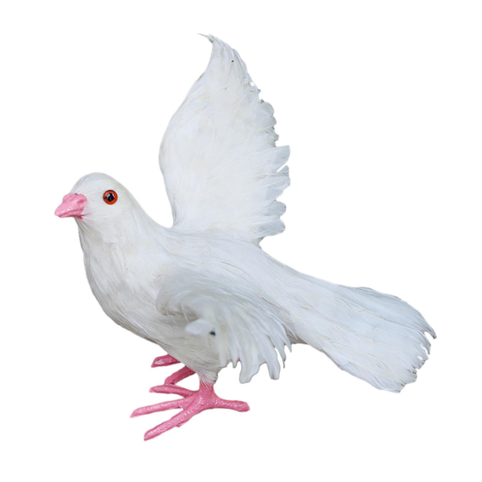 Quxvuis Standing White Realistic Simulation Figurines Garden Sculpture Captivating For Special Occasions Vivid And Realistic Simulation Pigeons Statue Garden Sculpture Doved,