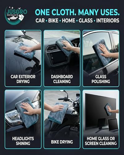 Image of Microfiber Cleaning Cloth for Car - 1200 GSM | Twisted Loop Super Absorbent Towel | Car Washing Clothes & Duster for Car Cleaning | Ideal for Maintaining Car Dashboard | Lint Free Cloth