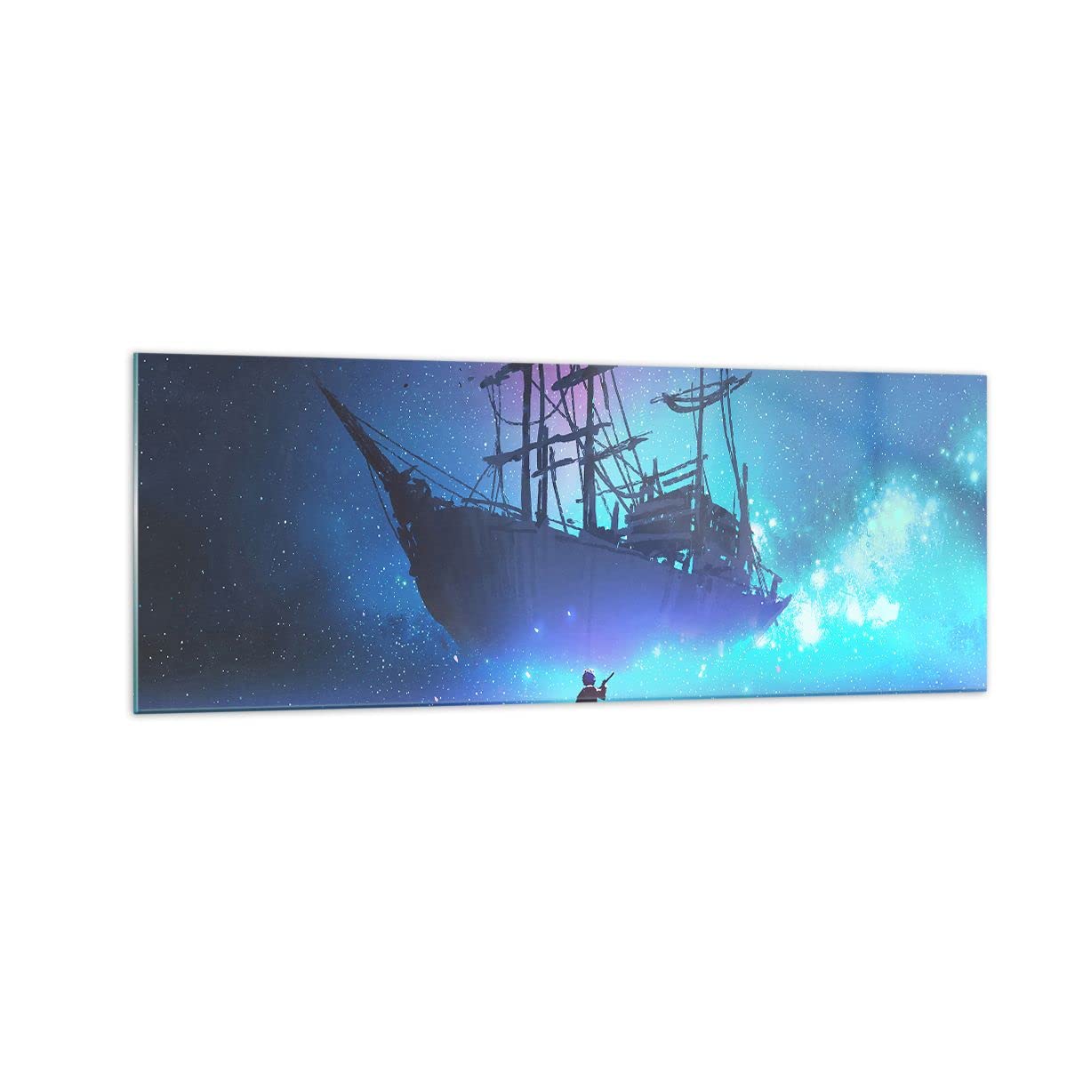 Cuadro sobre Vidrio 140x50cm Moderno Panorámico Infantil Fantasy - 4034 | Cuento de hadas Historia Navegación Cuadro Decorativo Arte mural Dormitorio Cuadros de Pared Impresión en Cristal ARTTOR