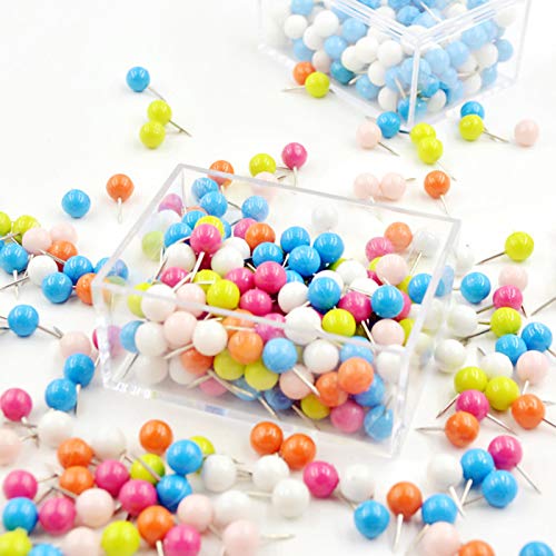 Acoolstore 100Pcs Candy Color Push Cork Board Pins Thumbtack Material Escolar Message Board Pushpin Map Drawing Capped Headed Fixing Pin #TOP4