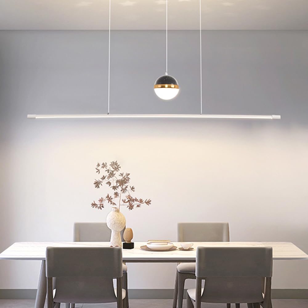 Lampadario a Sospensione lineare dimmerabile per Tavolo da Pranzo a LED con Telecomando, Lampada a proiezione stellare, lampadari Moderni a Sospensione per Cucina, Camera da Letto