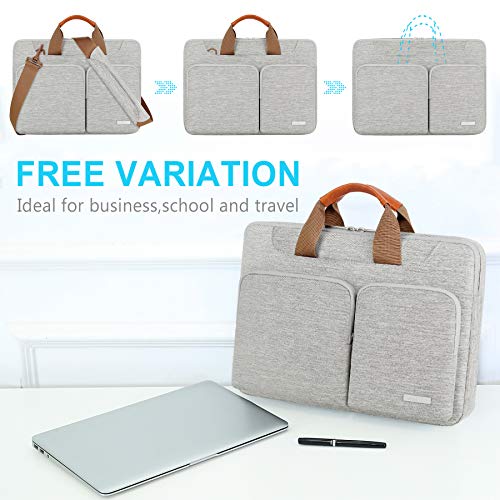 Image of Lacdo 360 Protective Laptop Shoulder Bag, 14 inch Computer Bags for 14 inch MacBook Pro M5 Pro /Max A3426 A3427 (2026), M5 /M4 /M3 /M2 /M1 A3434 A3112 A3401 A3185 A2918 A2992 2025-2021 Messenger Bag, Gray