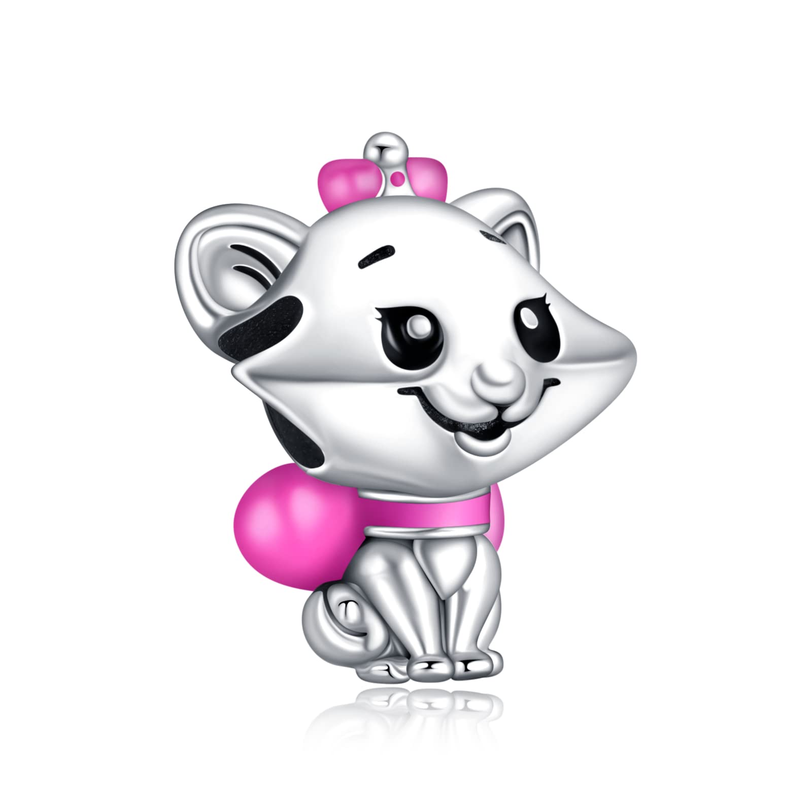 RMMY Charm 925 Sterling Silver Heart Mom Lucky Mouse Movie Pendant Dangle Beads for European Necklaces and Bracelets Valentine's Day Mother's Day Gifts con Gioielli di Zirconia