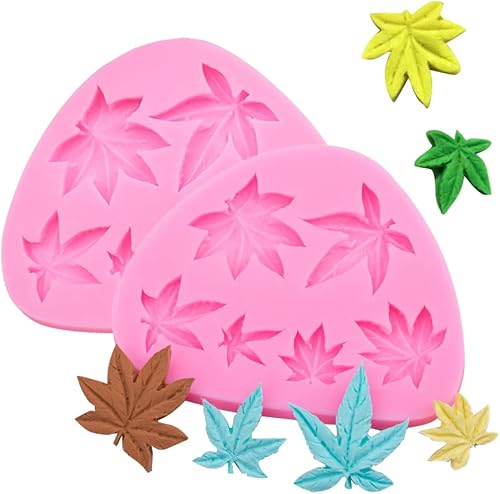 Cestony Molde de silicona para tartas de hojas de malas hierbas, 2 unidades, para bricolaje, pasteles, fondant, galletas, jabón, azúcar, pudín,