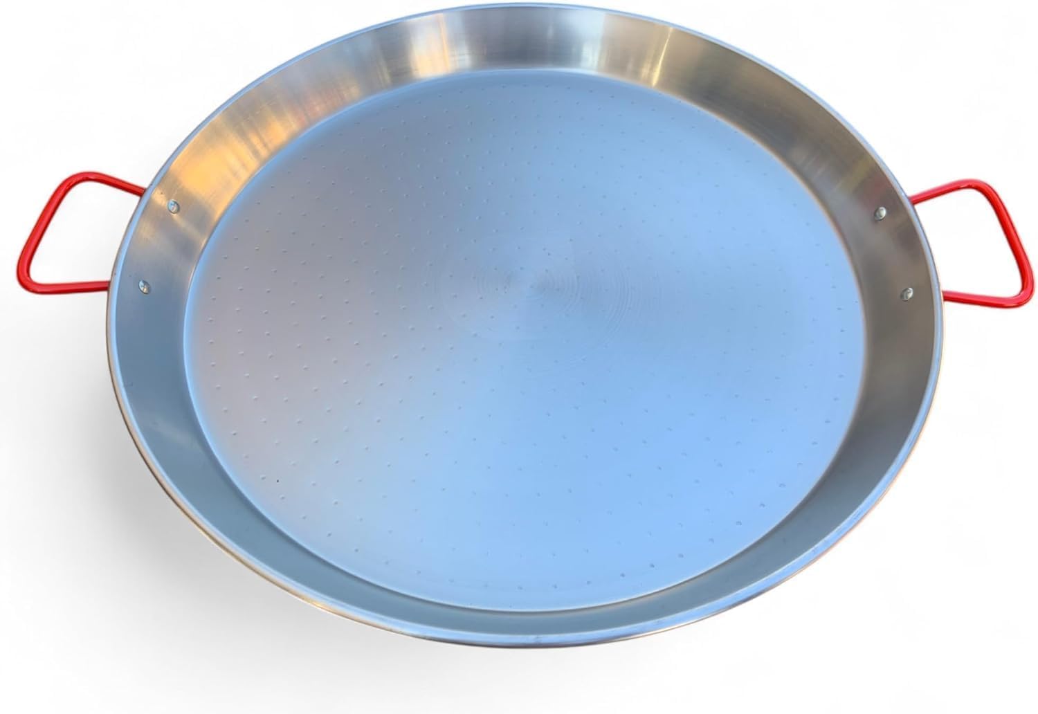 Padella Per Spaghetti All' Assassina Tegame in Ferro Spazzolato, Manici Rossi, per Cottura Tradizionale (34 cm)