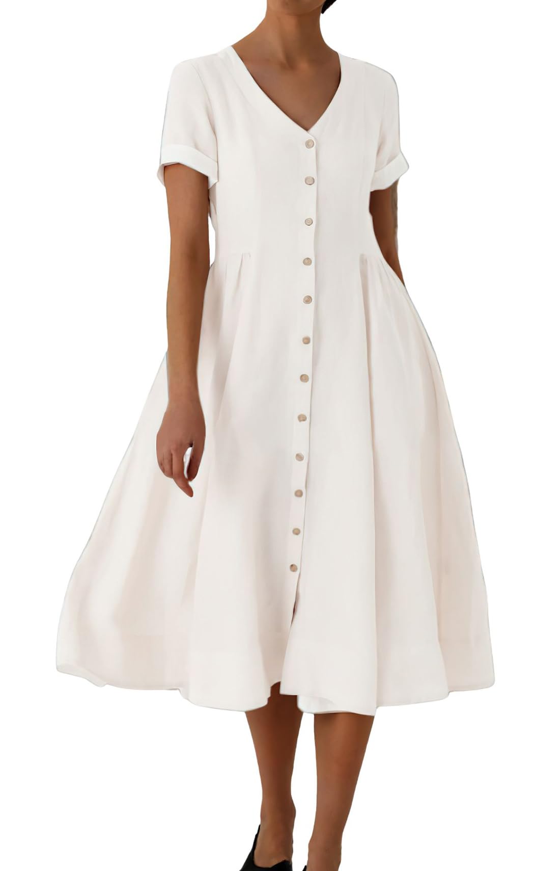 Photo 1 of chouyatou Women's Cotton Fit and Flare Midi Dress