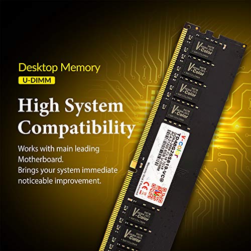 v-Color 8GB (1 x 8GB) DDR4 DRAM 2666MHz (PC4-21300) CL19 1.2V U-DIMM Desktop Memory Ram Upgrade Module (TD48G26S819-VC)