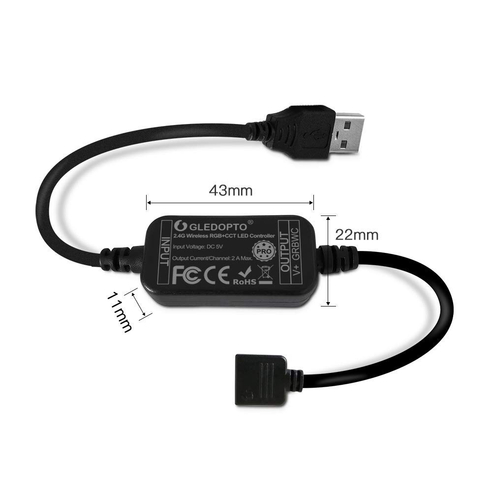 GLEDOPTO ZigBee 3.0 DC 5 V USB Podświetlenie TV USB Led Strip Controller Pro Kit z 2 m RGBCCT IP20 paski świetlne kompatybilne z AmazonEcho Plus SmartThings APP/sterowanie głosem / zdalne sterowanie